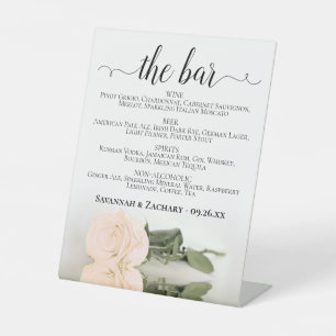 Signe De Table Le Bar - Élégant Rose Peach Boissons Mariage du me