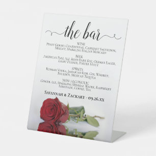 Signe De Table Le Bar - Élégant Rose Rouge Boissons Menu Mariage