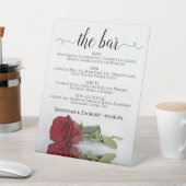 Signe De Table Le Bar - Élégant Rose Rouge Boissons Menu Mariage (In SItu)