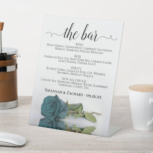 Signe De Table Le Bar - Élégant Rose Turquoise Boissons Menu Mari (In SItu)