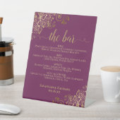 Signe De Table Le Bar - Magenta & Gold Chic Boissons Menu Mariage (In SItu)