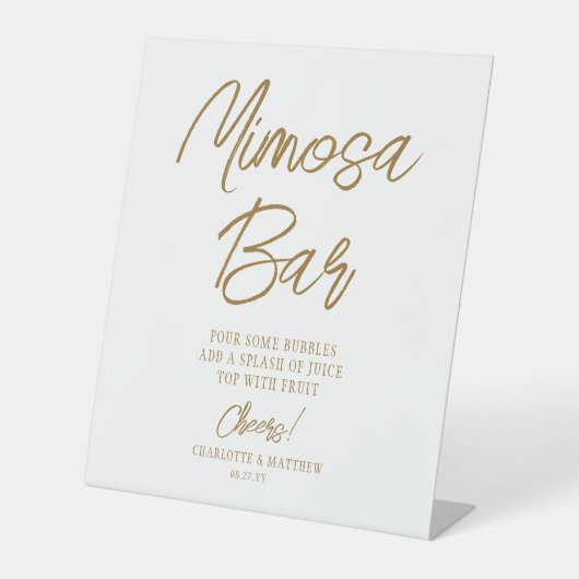 Signe De Table Le Bar Mimosa Accueille Un Script D'Or Écrit À La  (Recto)