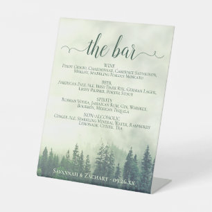 Signe De Table Le Bar - Pins Vert Foggy Boissons Menu Mariage