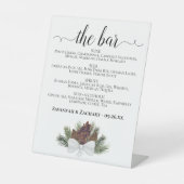 Signe De Table Le Bar - Rustic Pinecones Boissons Menu Mariage (Recto)