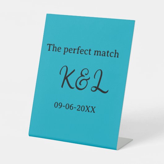 Signe De Table Le nom du couple parfait lettre date bleu sim (Recto)