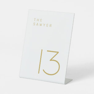 Signe De Table Le Sawyer 13 Gold et White Table Number