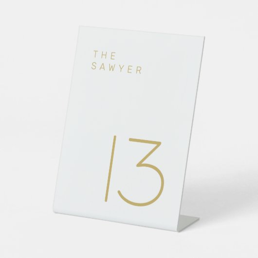 Signe De Table Le Sawyer 13 Gold et White Table Number (Recto)