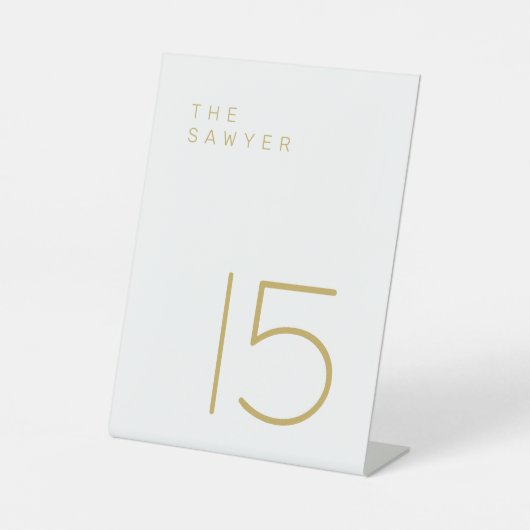 Signe De Table Le Sawyer 15 Gold et White Table Number (Recto)