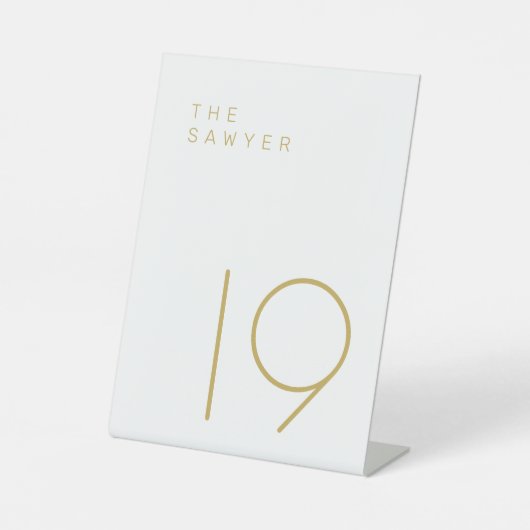 Signe De Table Le Sawyer 19 Gold et White Table Number (Recto)