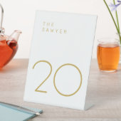 Signe De Table Le Sawyer 20 Gold et White Table Number (In SItu)