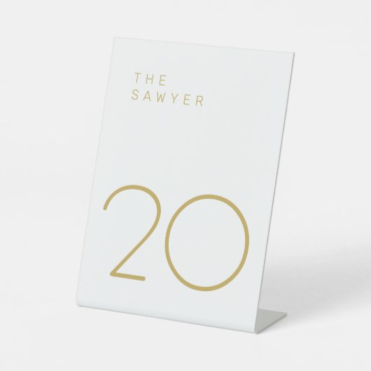 Signe De Table Le Sawyer 20 Gold et White Table Number (Recto)