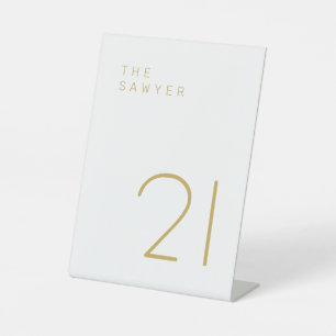 Signe De Table Le Sawyer 21 Gold et White Table Numéro