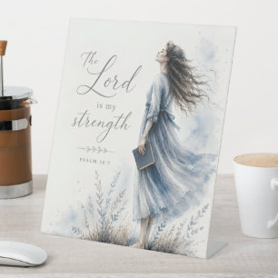 Signe De Table Le Seigneur est ma force Psaume 28:7 Aquarelle