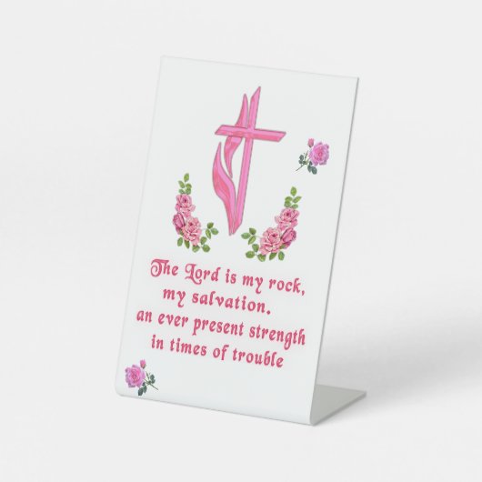Signe De Table Le Seigneur est mon rocher écriture chrétienne (Recto)