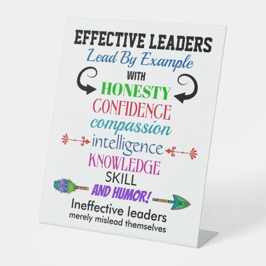 Signe De Table Leaders efficaces - Humour (Recto)