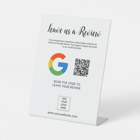 Signe De Table Leave us a Review Custom Logo QR Code (Recto)