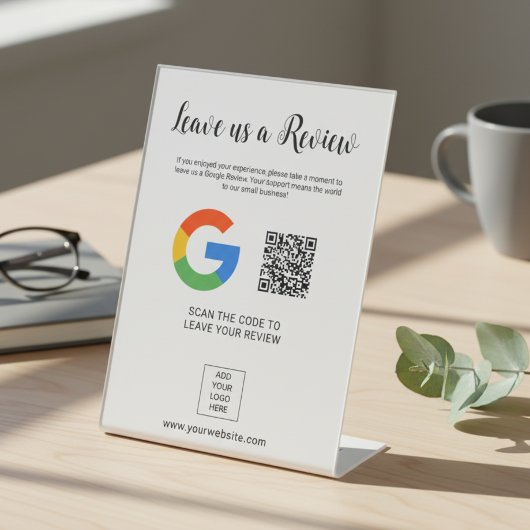 Signe De Table Leave us a Review Custom Logo QR Code