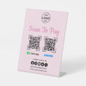 Signe De Table Lecteur de paiement QR Code pour payer Venmo Cash  (Recto)