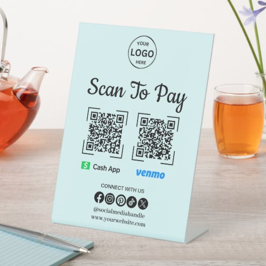 Signe De Table Lecteur de paiement QR Code pour payer Venmo Cash  (In SItu)