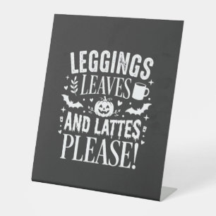 Signe De Table Leggings Halloween Feuilles et Lattés Café d'autom