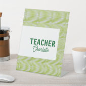 Signe De Table Lemon green white stripes teacher professor name c (In SItu)