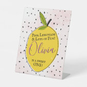 Signe De Table Lemonade rose moderne 1er anniversaire Bienvenue (Recto)