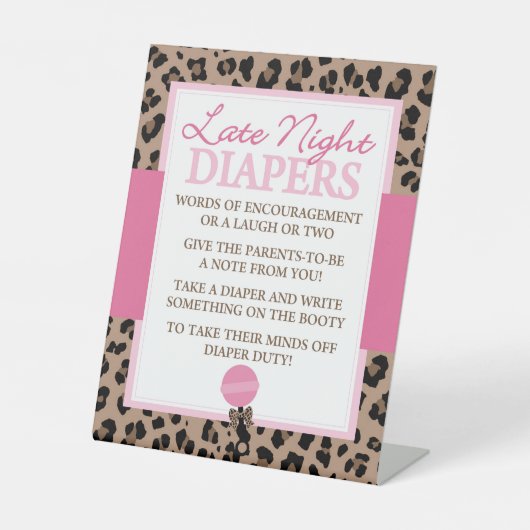 Signe De Table Leopard Diapers de nuit tardif Conseil Baby shower (Recto)
