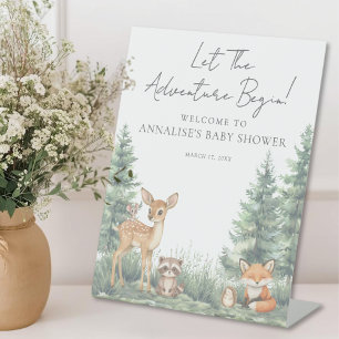 Signe De Table Les Animaux de la Forêt de Bois pour une Fête de B