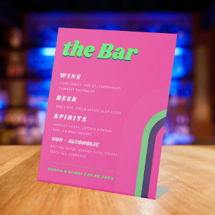Signe De Table les années 70 Retro Super Rainbow Mariage Bar menu