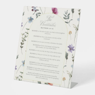 Signe De Table Les Béatitudes Matthieu 5:3–12 Écriture florale
