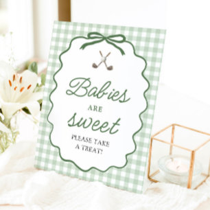 Signe De Table Les bébés golf avec un nœud en vichy vert sauge so