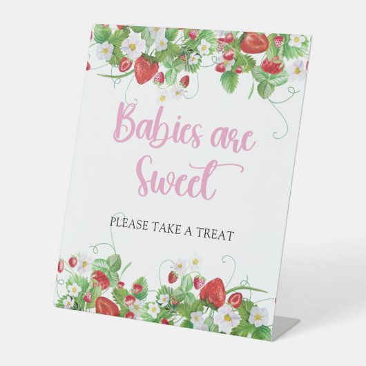 Signe De Table Les bébés sont doux | Baby shower aux fraises (Recto)