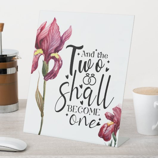 Signe De Table Les Deux Deviendront Un Mariage Iris Rose (In SItu)