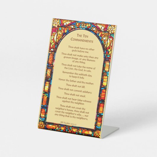 Signe De Table Les Dix Commandements Tabletop Pedestal (Recto)