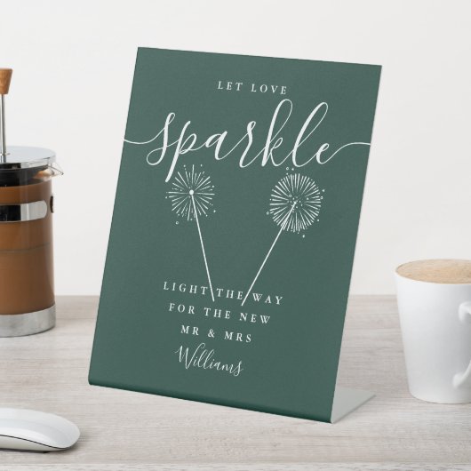 Signe De Table Let Love Sparkle Emerald Green Signature Script (In SItu)