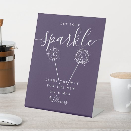 Signe De Table Let Love Sparkle Purple Signature Script (In SItu)