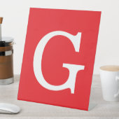 Signe De Table Lettre Initiale Monogramme Rouge Blanc Simple (In SItu)