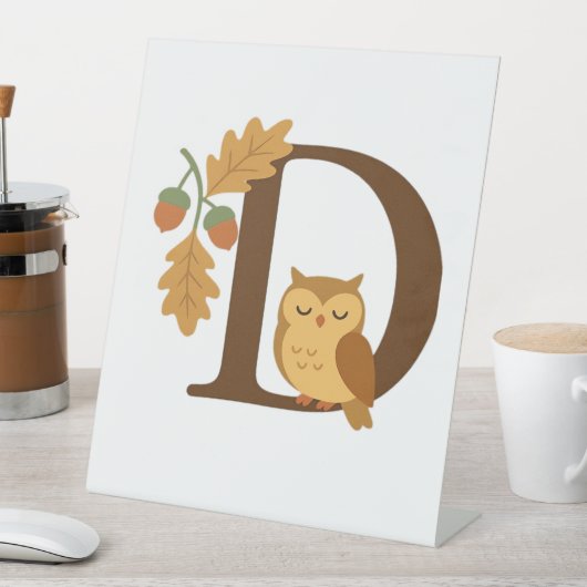 Signe De Table LETTRE MONOGRAPHIQUE D - Hiboux avec chêne L (In SItu)