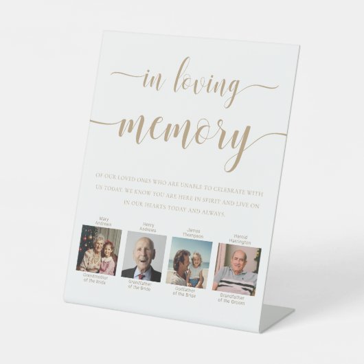 Signe De Table Leyton Gold Photo In Love Memory Mariage (Recto)