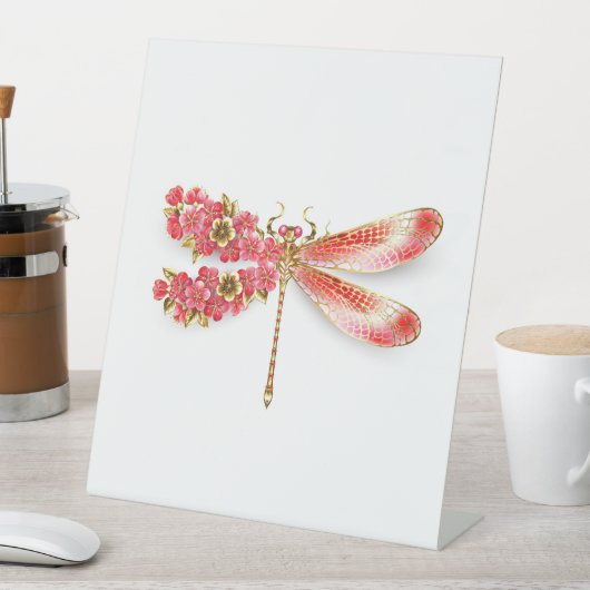 Signe De Table libellule de fleurs avec sakura de bijoux (In SItu)