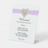 Signe De Table Licorne Violet Dentelle Sécurité Mariage (Recto)