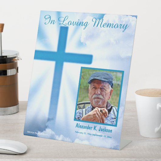 Signe De Table Lieu du service funéraire Christian Cross (In SItu)