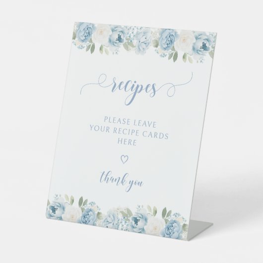 Signe De Table Light Blue Floral Bridal Shower Recipe (Recto)