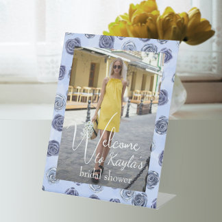 Signe De Table Light Blue Roses Bridal Shower Photo Welcome