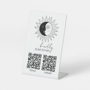 Signe De Table Ligne artistique boho Soleil & Lune Élégant QR SCA