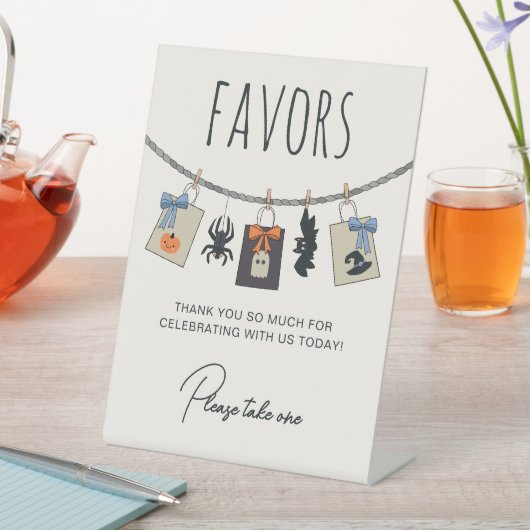 Signe De Table Ligne de vêtements Baby shower d'Halloween bleu Fa (In SItu)