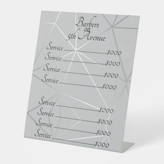 Signe De Table Lignes géométriques argentées/grises classiques av (Recto)