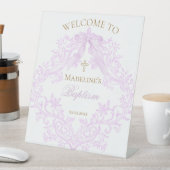 Signe De Table lilac design Baptism welcome (In SItu)