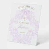 Signe De Table lilac design Baptism welcome (Recto)