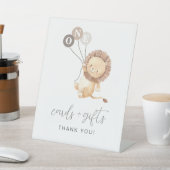 Signe De Table Lion avec 3 cartes-ballons Brown Cadeaux (In SItu)